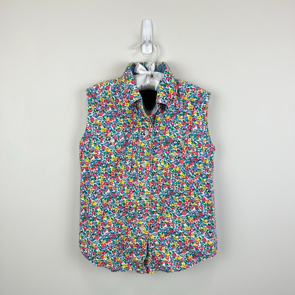 Vintage Limited Jeans Sleeveless Floral Button Front Shirt 4T